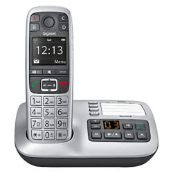 Gigaset E550A Digital Cordless Telephone with Optical Call Alert & Answering Machine, Single, Silver